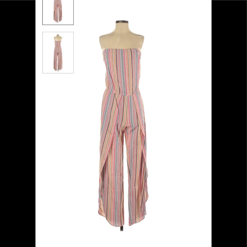 NWT Drew Strapless Jumpsuit (Pink/Striped, Size S)